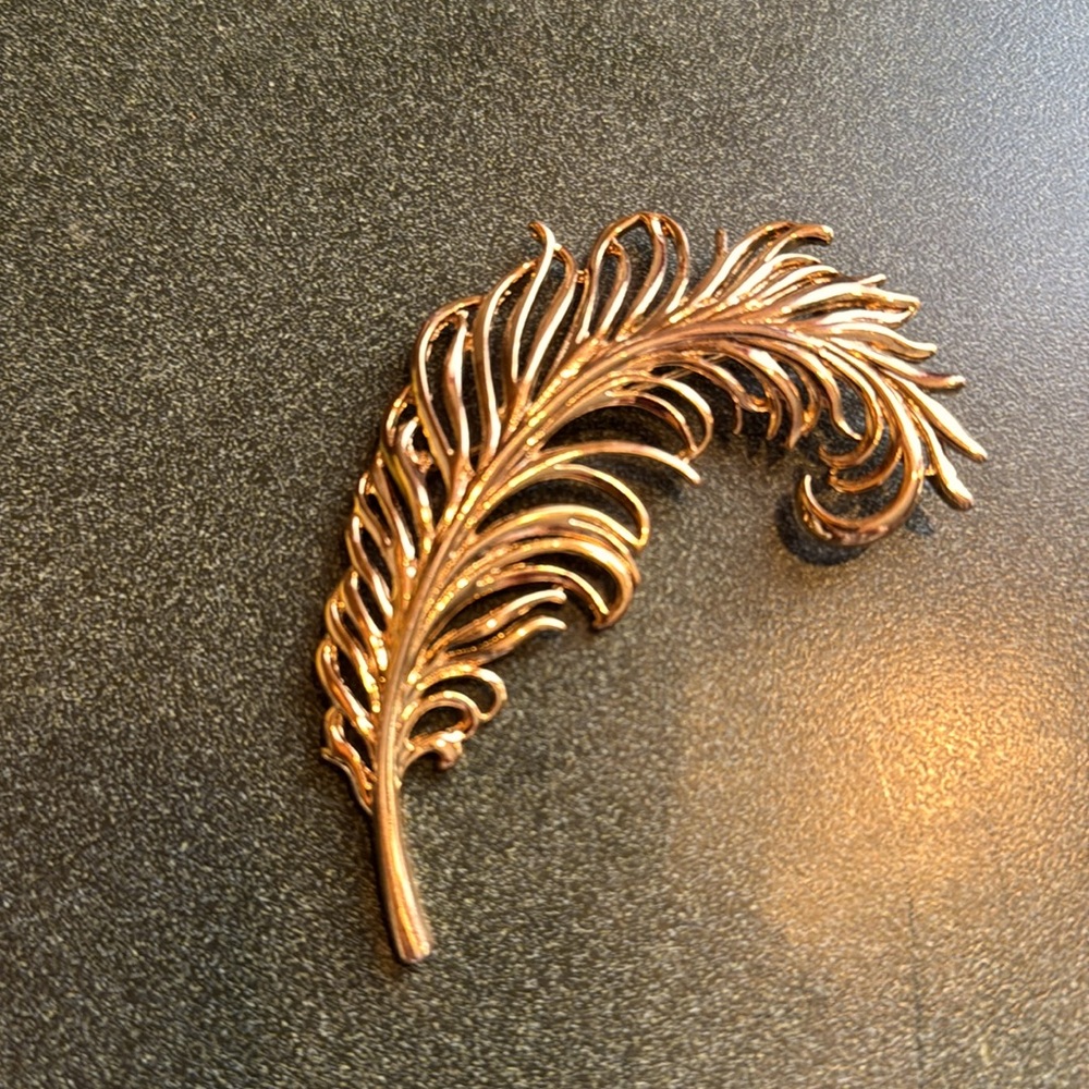 Gold Feather Brooch